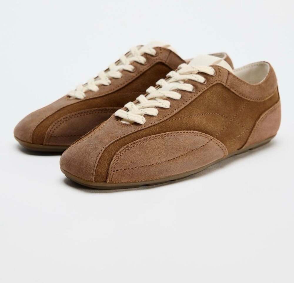 Zara Brown Suede Low Top Sneakers Size 41